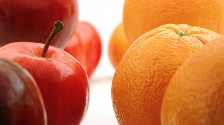 jabolka in pomaranče za japonsko dieto